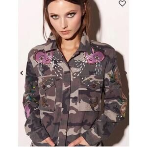 Boheme Los Angeles Jacket XL Mystical Camo Embroidered Military Boho Artsy